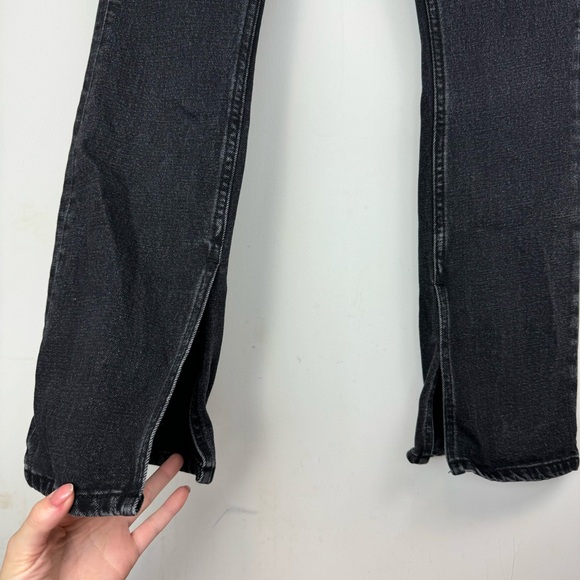 Abercrombie & Fitch Split Hem Jeans Sz 25 Black Denim Skinny High Rise - Picture 9 of 16